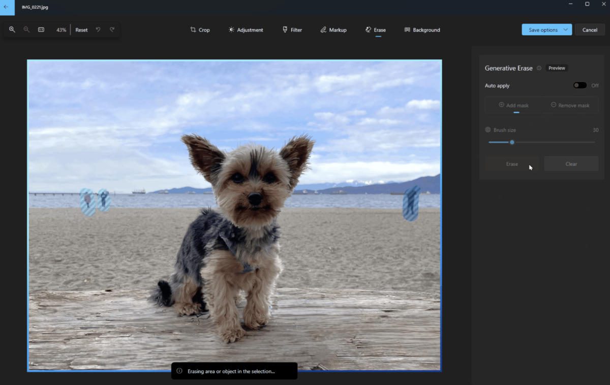 Microsoft is giving Windows Photos a boost with a generative AI-powered eraser