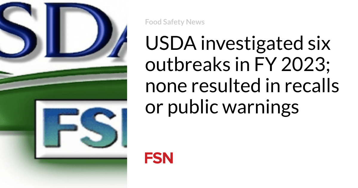 USDA investigated six outbreaks in FY 2023; none resulted in recalls or public warnings