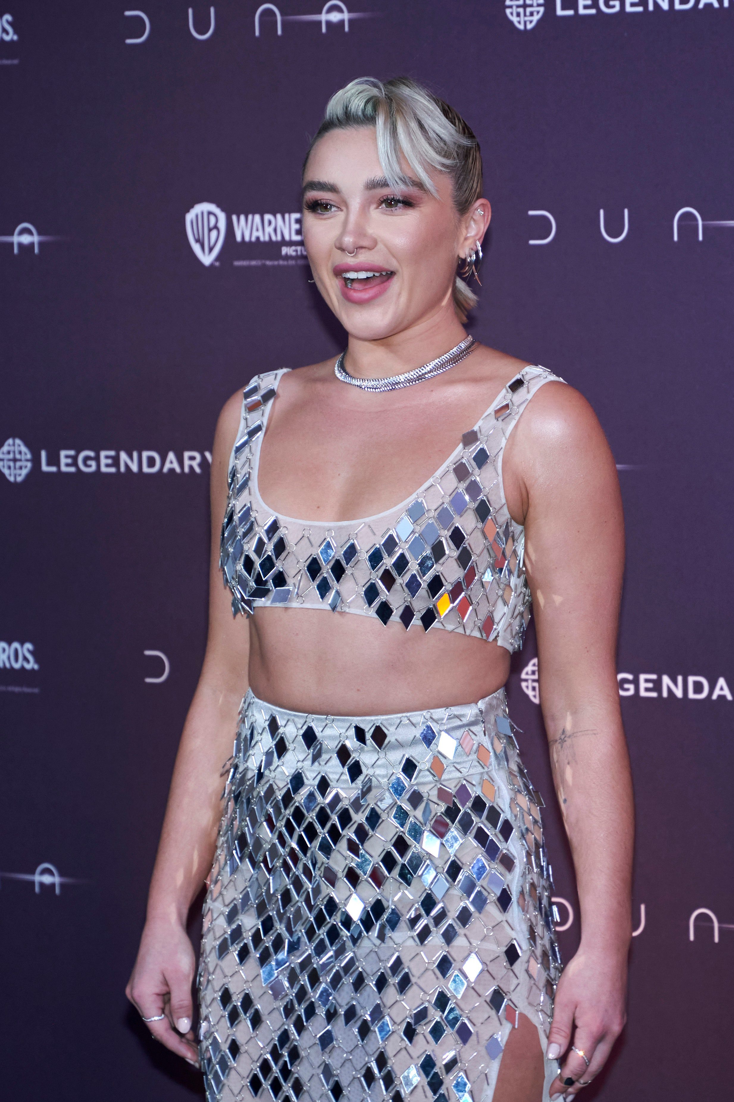 Florence Pugh Puts a Sparkly Twist on Her Trademark Sheer Look