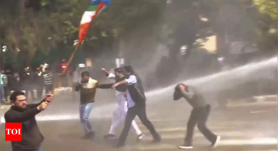 Police use water cannon against NSUI members protesting over Chandigarh mayoral polls ‘rigging’