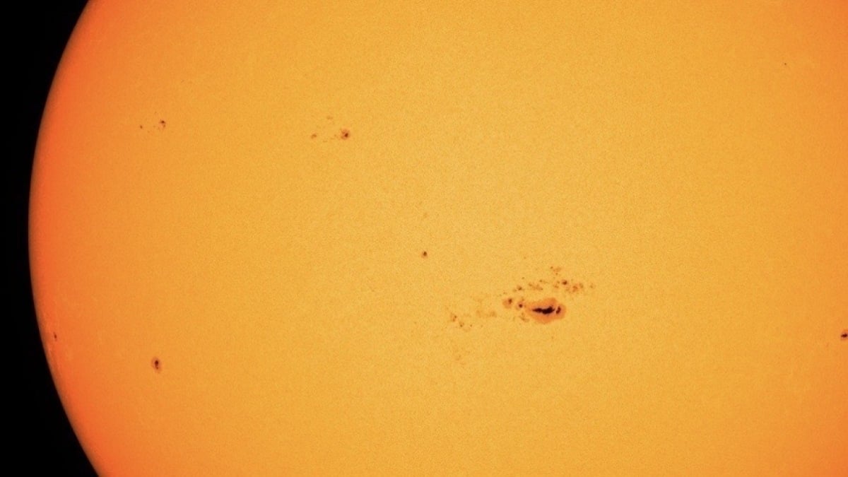 The sun has enormous spots right now. You might be able to see them.