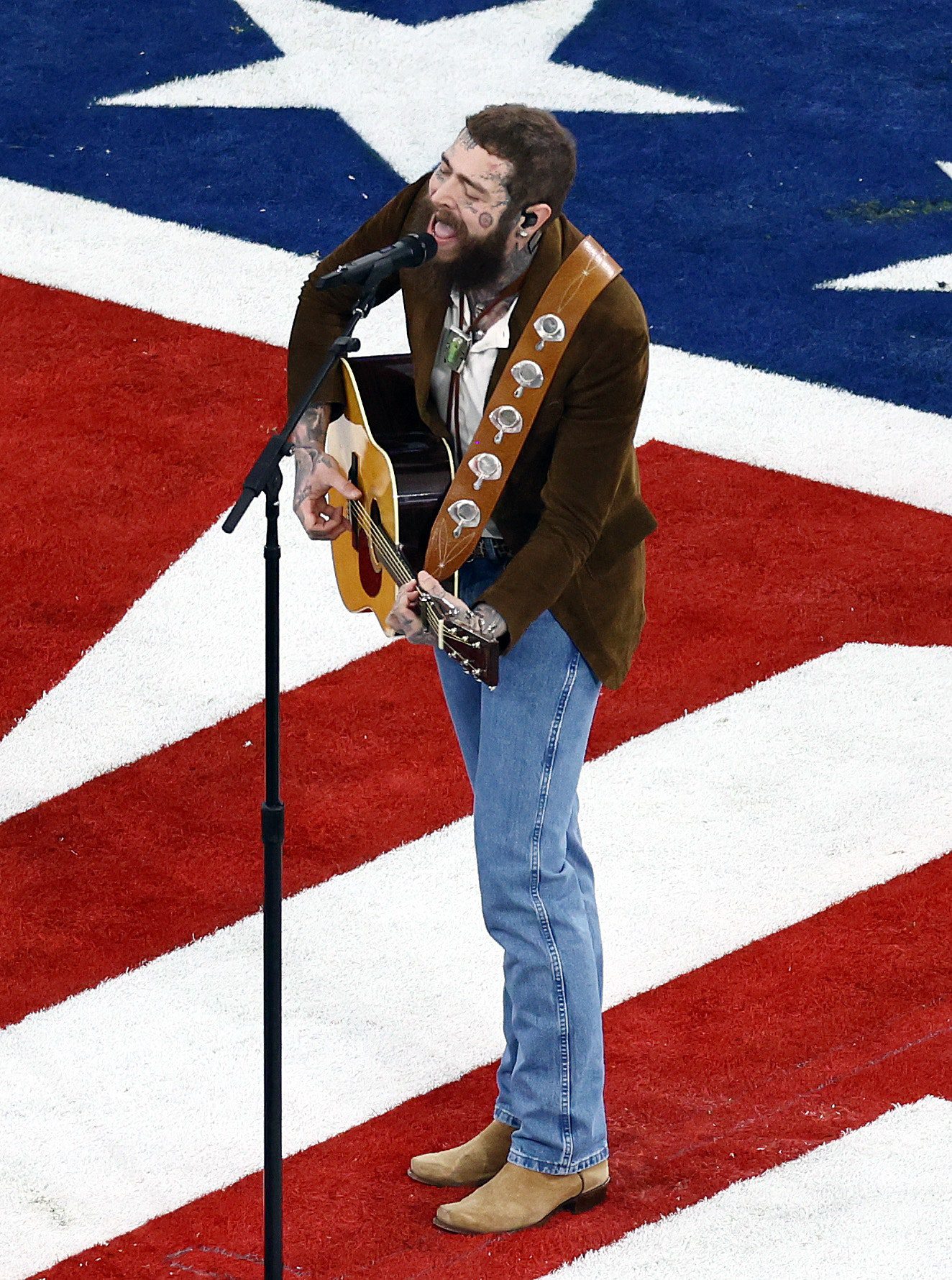 Watch Post Malone Perform “America the Beautiful” at Super Bowl 2024