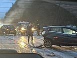 Thirty-four people injured in 15-car crash near Gatwick Airport: Police probe huge smash in hail storm and torrential rain which shut M23 for four hours