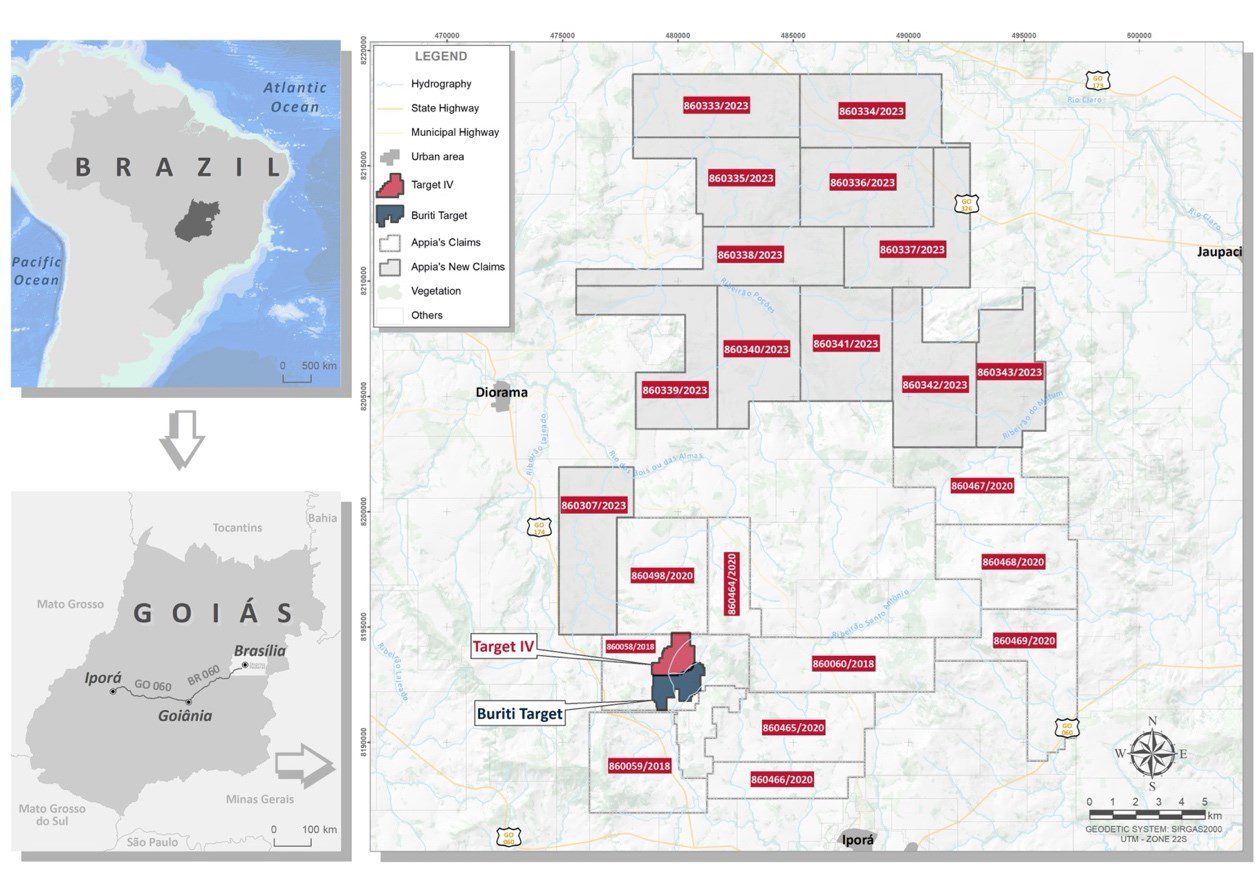 Appia Announces Maiden Rare Earth Mineral Resource Estimate of 6.6 Million Tonnes Indicated Grading 2,513 ppm TREO and 46.2 Million Tonnes Inferred grading 2,888 ppm TREO at the PCH Ionic Adsorption Clay Project in Goias, Brazil