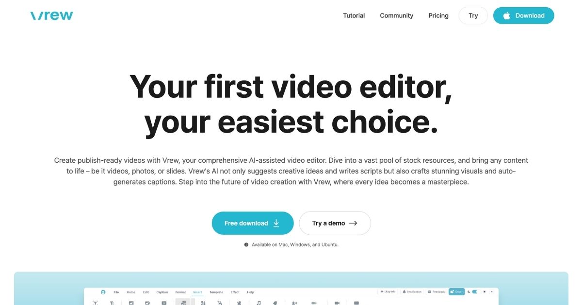Vrew: Effortlessly create professional videos with AI-powered features