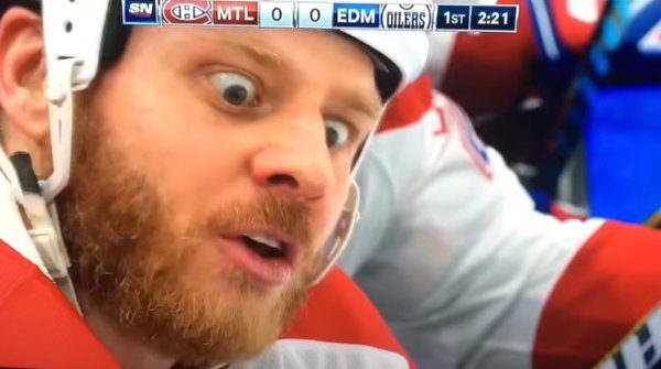 Steve Ott’s son takes off his jersey on the big screen at Blues game