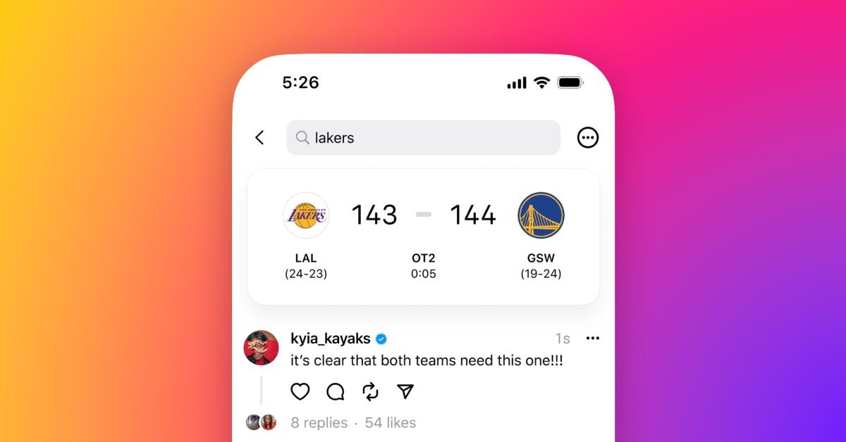 Threads app will now show sports scores starting with NBA games