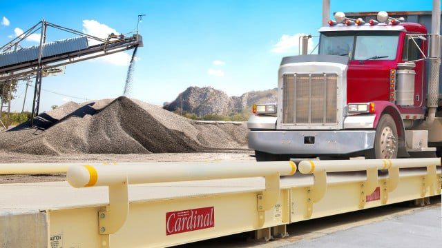 Truck scales for rugged aggregate use on display by Cardinal Scale at World of Asphalt/AGG1