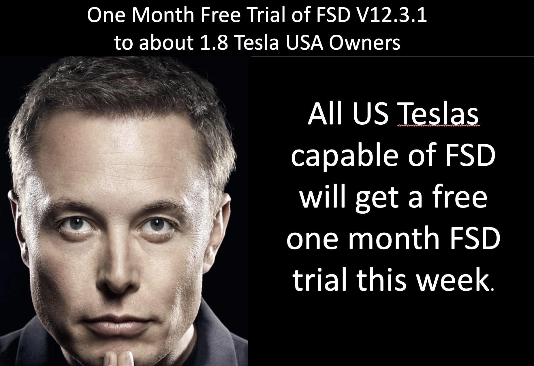 Free One Month Free Trial of Tesla FSD 12.3.1 For ~1.8 Million Tesla Owners