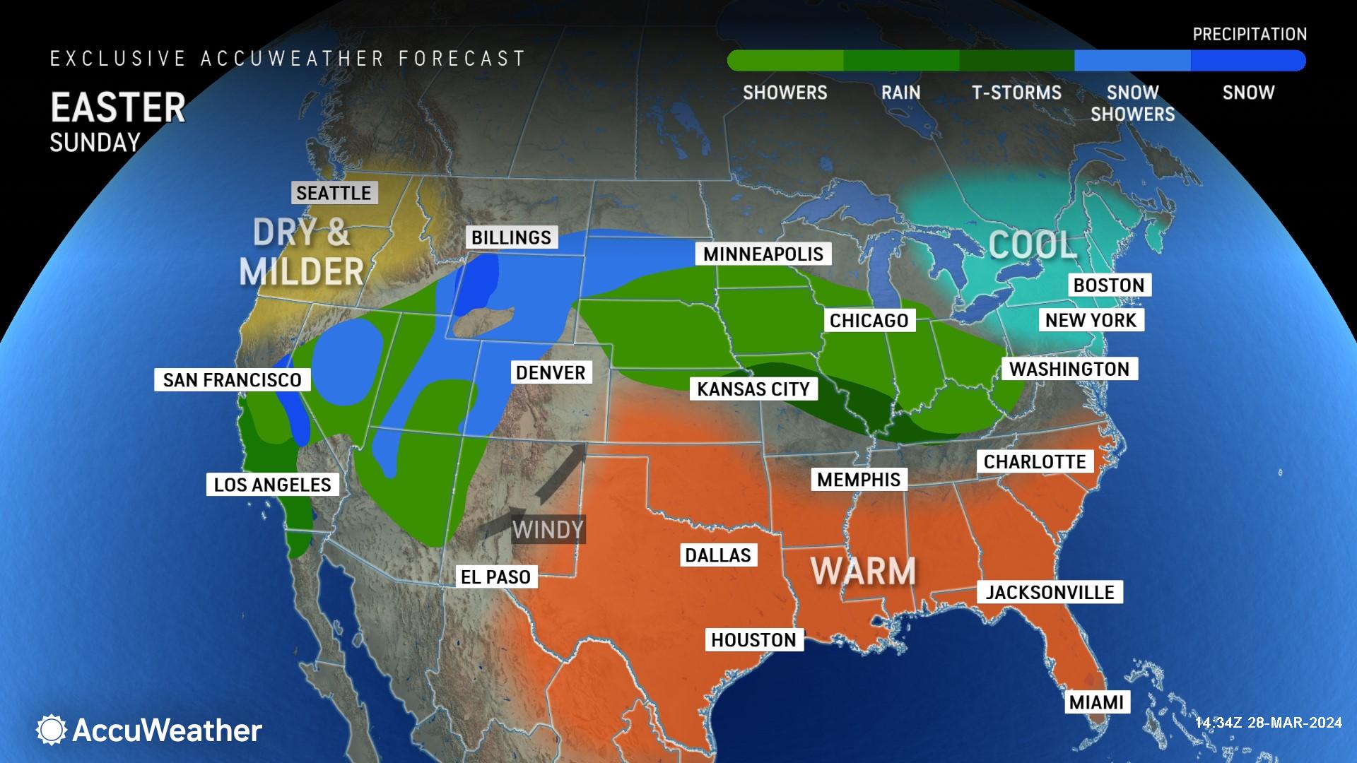 Map Shows Eight States Bracing for Snow on Easter Sunday