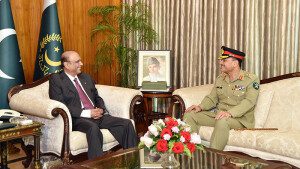 In meeting with COAS, president notes with concern ‘baseless’ claims against army by ‘certain political party’