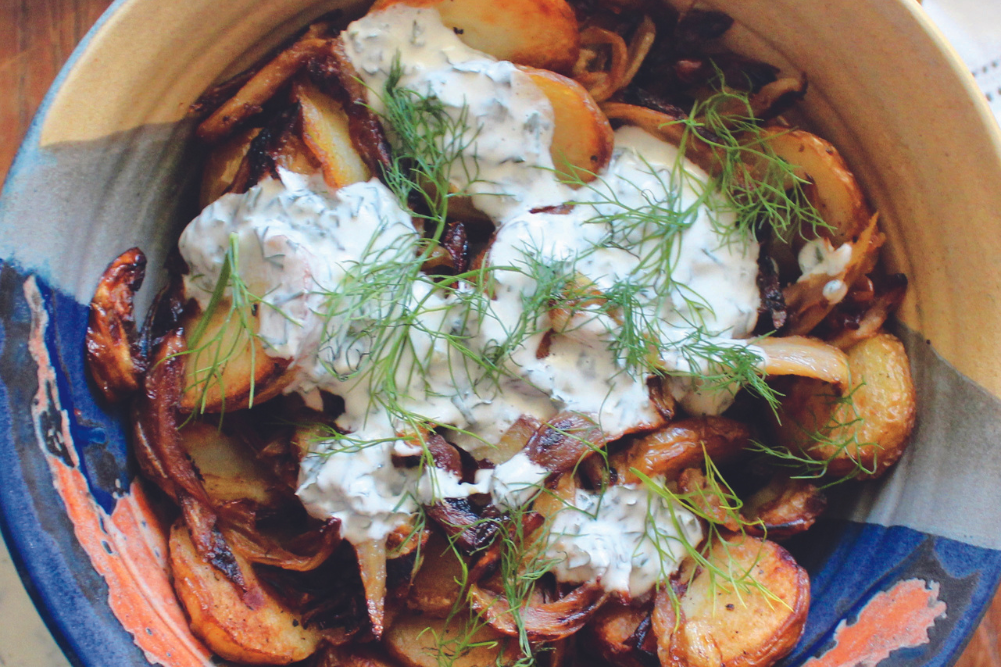 Crispy Potatoes & Fennel with Creamy Lemon & Herb Dressing