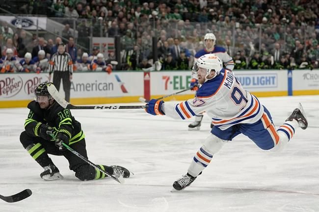 Oettinger gets 2nd shutout in row and Stars get record 8th win in row, 5-0 over Edmonton