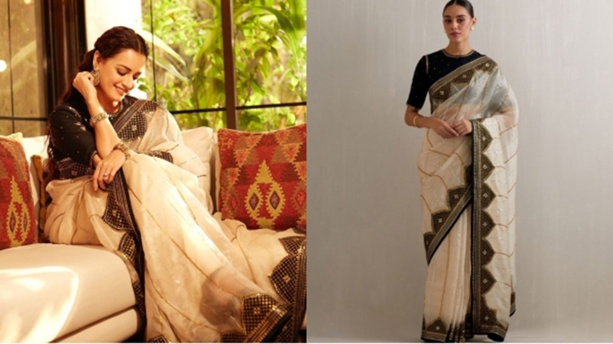 Make A Statement Like Dia Mirza In A Beige Silk Organza Saree This Summer, Here’s Where You Can Get The Piece