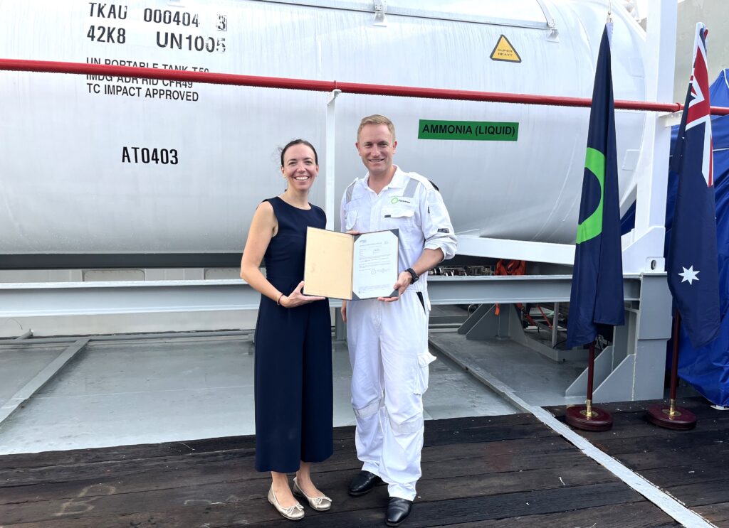 Fortescue’s dual-fueled ammonia-powered vessel gets DNV certificates