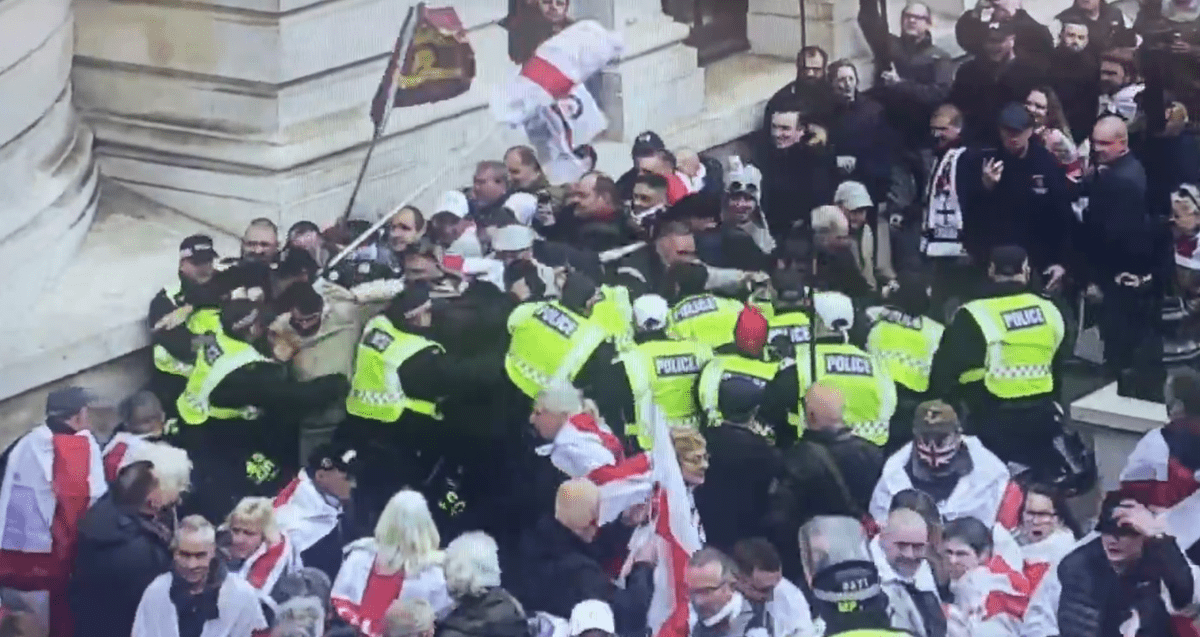 St George’s Day rally in central London turns violent as brawl with police erupts