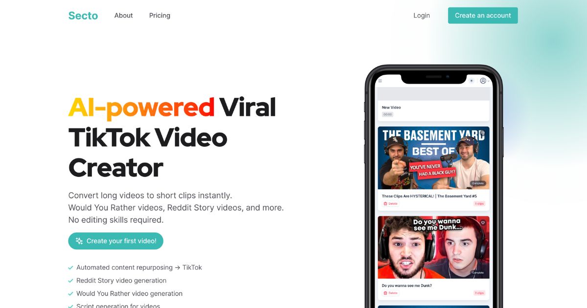 Secto: Create viral TikTok videos effortlessly