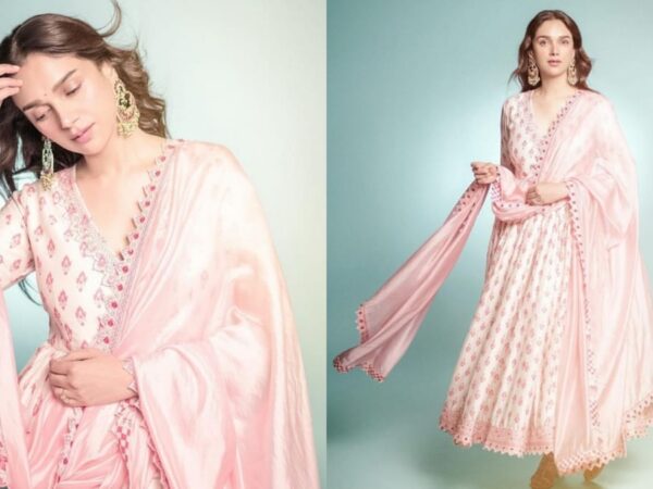 Aditi Rao Hydari Serves Ethnic Fashion Goals In Pink Chanderi Silk Anarkali Set; Can You Guess The Price?