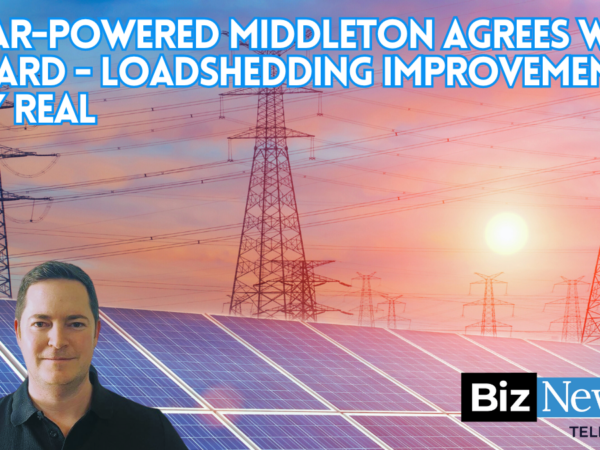 Solar-powered Middleton agrees with Biccard – Loadshedding improvement is very real